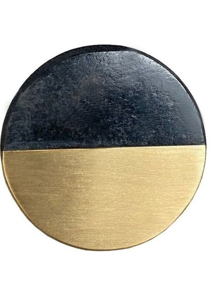 Çap 38Mm Siyah/Mat Sarı Düğme Kulp / Doğal Taş