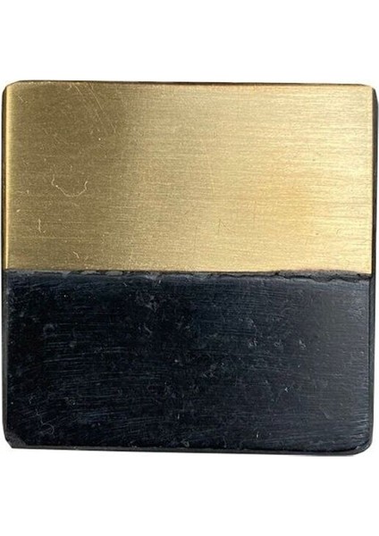 Çap 40X40Mm Siyah/Mat Sarı Düğme Kulp / Doğal Taş