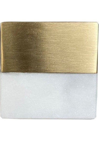 Çap 40X40Mm Beyaz/Mat Sarı Düğme Kulp / Doğal Taş