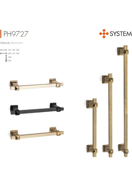 22 Cm Çekme/Sürgü Kol Altın Renk - Pph9727 0220 Gl-Gl