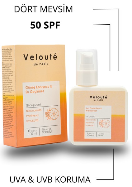 Veloute de Paris Güneş Koruyucu & Su Geçirmez Güneş Kremi 100 ml