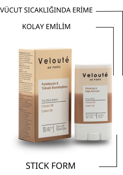 Veloute de Paris Parıldayan & Yüksek Bronzlaştırıcı Stick Yüz Kremi 20 ml