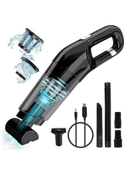 El Süpürgesi Akülü Taşınabilir El Süpürgesi Şarj Edilebilir Küçük Araba Süpürgesi, 120W Yüksek Güç ile (Yurt Dışından)