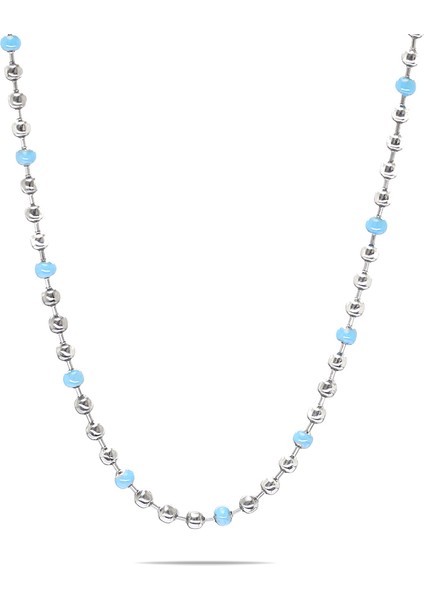 Gümüş Renk Kararmaz Metal Zincirli Firuze Doğaltaş Kombinli Kadın Kolye fiyatları