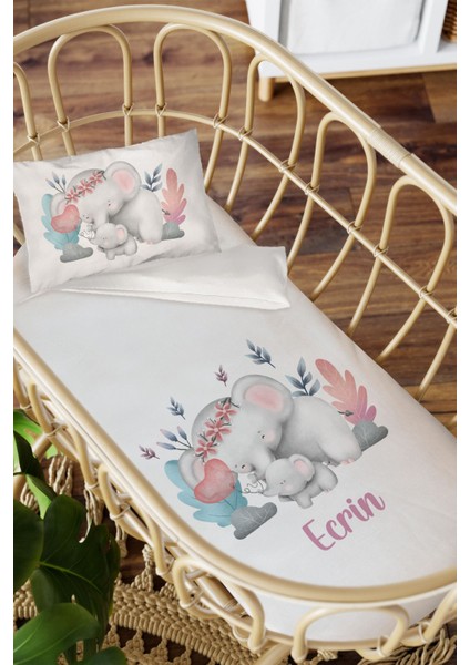 Isme Özel Anne Yanı 60X100 Beşik Uyku Nevresim Takımı