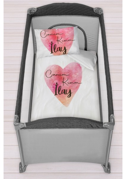 Isme Özel 75X120 Park Yatak Beşik Nevresim Takımı