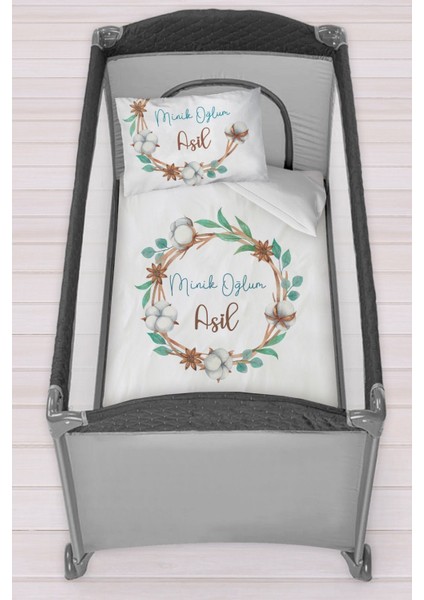 Isme Özel 75X120 Park Yatak Beşik Nevresim Takımı