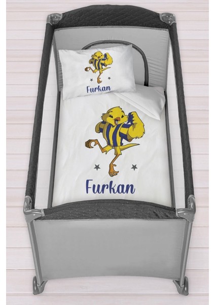 Isme Özel 75X120 Park Yatak Beşik Nevresim Takımı Kanarya