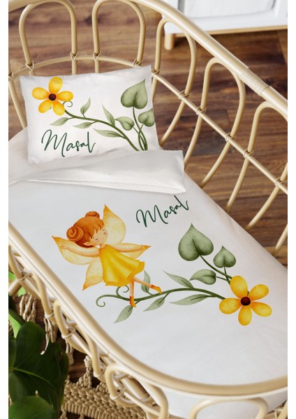 Isme Özel Anne Yanı 60X100 Beşik Uyku Nevresim Takımı Peri Kızı