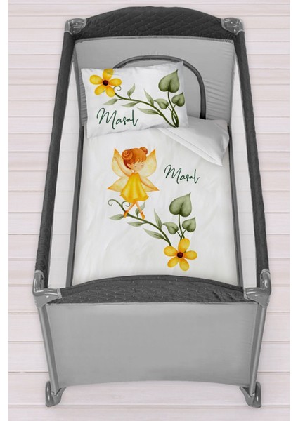 Isme Özel 75X120 Park Yatak Beşik Nevresim Takımı Peri Kızı