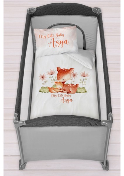 Isme Özel 75X120 Park Yatak Beşik Nevresim Takımı