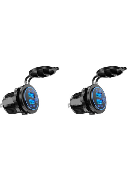 2x Hızlı Şarj 3.0 Çift USB Araç Şarj Cihazı 12 V 36 W USB Hızlı Şarj Cihazı Anahtarı ile Tekne Motosiklet Kamyon Golf Arabası Mavi (Yurt Dışından)
