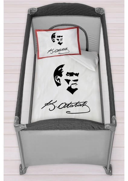 Isme Özel 75X120 Park Yatak Beşik Nevresim Takımı Atatürk