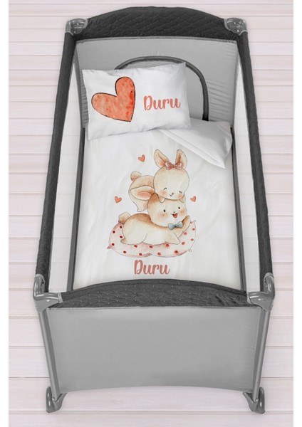 Isme Özel 75X120 Park Yatak Beşik Nevresim Takımı