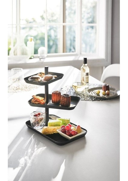 Tower Üç Katlı Siyah Servis Standı