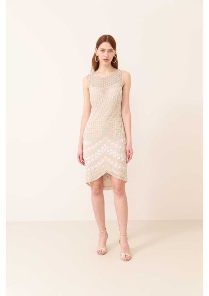 Kolsuz Boncuk İşlemeli Elbise Standart Renk Y2465101_089