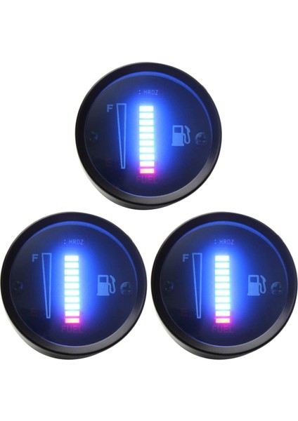3x 24V 2 Inç 52MM Evrensel Araba Motosiklet Yakıt Seviyesi Ölçer Göstergesi LED Işık Ekran Yakıt Deposu Göstergesi Tekne Kamyon Rv (Yurt Dışından)
