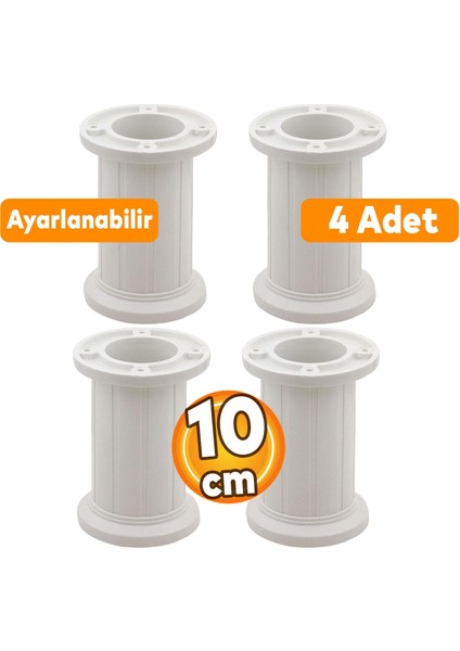 Letto Ayarlanabilir Dolap Mobilya Koltuk Kanepe Tezgah Tv Ünitesi Ayağı Beyaz Ayakları 10 cm 4 Adet
