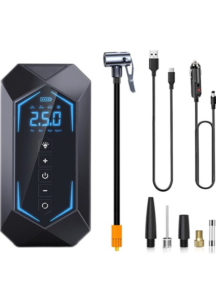 Lastik Şişirme Taşınabilir Şişirme Max 150PSI 6000 Mah Şarj Edilebilir Lastik Pompası Araba Bisiklet Motosiklet Topu Için Uygun (Yurt Dışından)