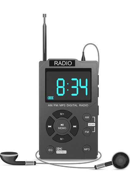 Taşınabilir Mini Radyo Cep Am Fm Dijital Radyo Stereo Alıcı Otomatik Arama Kanalı Tf Kart Mp3 Müzik Çalar Avrupa (Yurt Dışından)