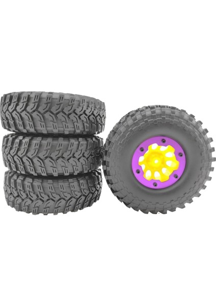 4 Adet SCX10 AX10 Şişme 114MM 1.9 Inç Pnömatik Beadlock Lastik Tekerlek 1/10 Rc Paletli Kamyon Wraith SCX10, Sarı (Yurt Dışından)