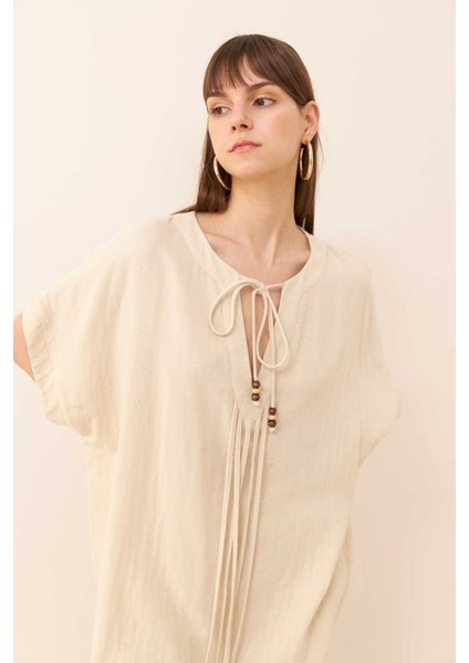 Bağlama Detaylı Bluz Naturel Y2413028_069 indirimleri