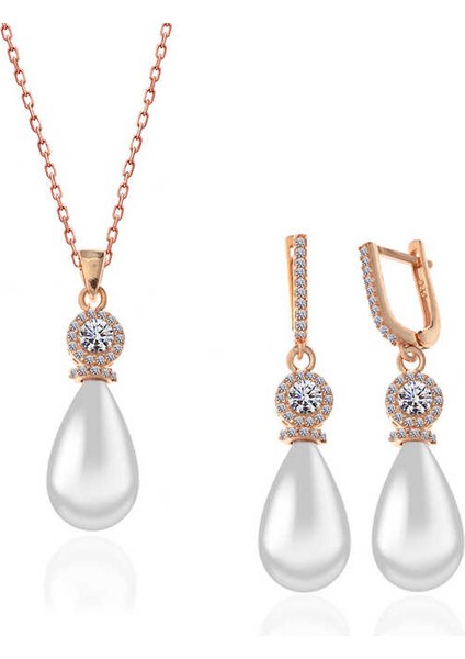 Gümüş Rose Damla Inci Kadın Set fiyatları