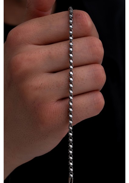 Erkek Gümüş Bileklik - 3mm Pullu Arnavut Zinciri Gümüş Bileklik fiyatları