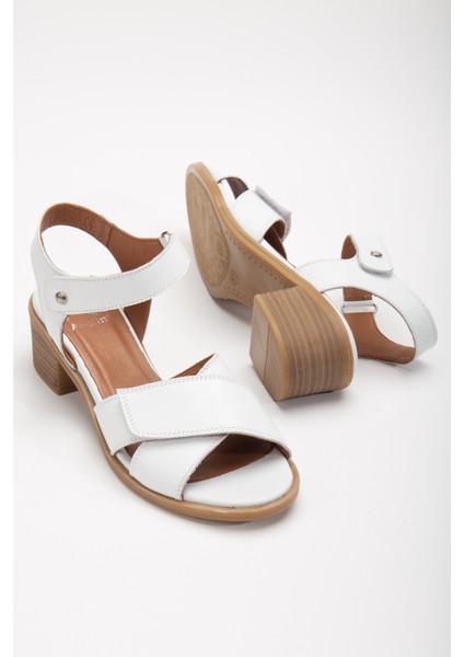 Kadın Deri Cırtlı Çapraz Önü Açık Sandalet 2691 Sandalet Beyaz 41 fiyatları