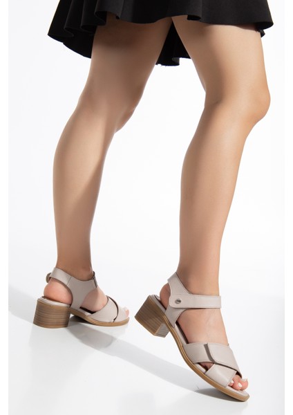 Kadın Deri Cırtlı Çapraz Önü Açık Sandalet 2691 Sandalet Sılvergrey 37