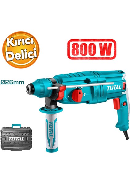 Total Kırıcı Delici Darbeli Matkap 800 W TH308268 Metal Beton Ahşap Elektropnömatik Delme Hilti