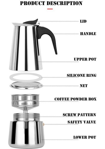 Paslanmaz Çelik Kahve Makinesi Kahve Pot Moka Pot Şofben Kahve Makineleri Su Isıtıcısı Kahve Brewer Latte Percolator Soba Kahve Araçları | Kahve Tencere (Yurt Dışından)