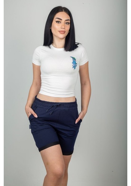 Baskılı Kadın Crop T-Shirt