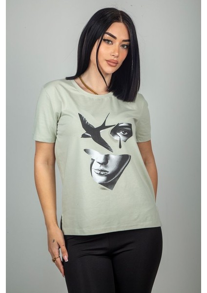 Baskılı Yırtmaç Detaylı T-Shirt fiyatları