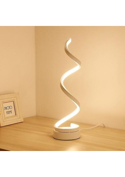 Modern LED Spiral Masa Lambası Kavisli Masa Başucu Lambası Serin Beyaz Sıcak Beyaz Işık Oturma Odası Yatak Odası Okuma Işığı Için (Abd Fiş) (Yurt Dışından)