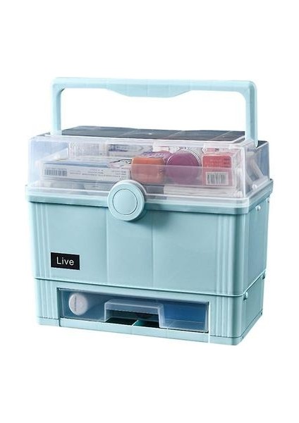 Homeminn Taşınabilir Çok Fonksiyonlu Ilaç Depolama Kutusu Hap Kutuları Büyük Kapasiteli Taşınabilir Ev Tıp Kutusu (32.5X18X28.5CM) (Mavi) (Yurt Dışından)