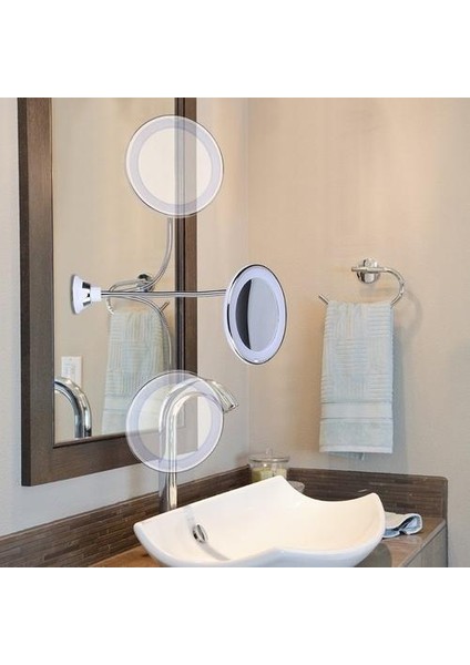 LED Işık ile LED Makyaj Aynası Esnek 10X Büyüteç Kozmetik Ayna Büyütme Vanity Aynalar Yatak Odası Banyo | Banyo Aynaları (Yurt Dışından)