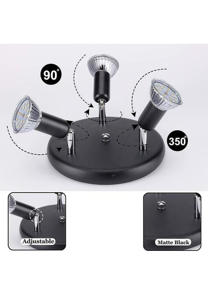 Lambalar LED Tavan Işık Dönebilen 350 Siyah Dahil 3 x 6 W Spotlightbulb Sıcak Beyaz Işık 2800K (Yurt Dışından) indirimleri