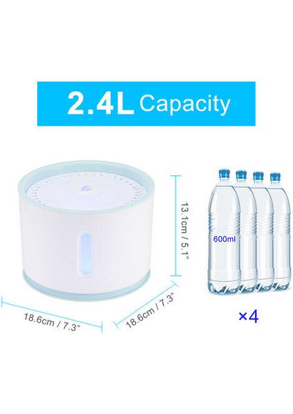 2.4l Otomatik Kedi Su Çeşmesi LED Elektrik Sessiz Su Besleyici USB Köpek Pet Drinker Kase Kedi Köpek Için Pet Içme Dağıtıcısı | Kedi Besleme ve Amp;sulama Malzemeleri (Yurt Dışından) modelleri