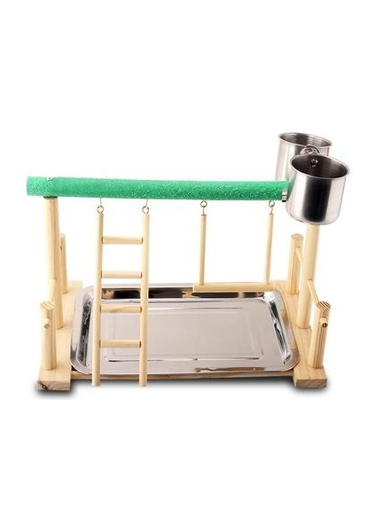 Papağan Oyun Perch Kuş Papağan Oyna Eğitim Standı Bahçesi Ahşap Levrek Playpen Egzersiz Playgym Besleyici Kupası ile | Kuş Oyuncakları (Yurt Dışından)