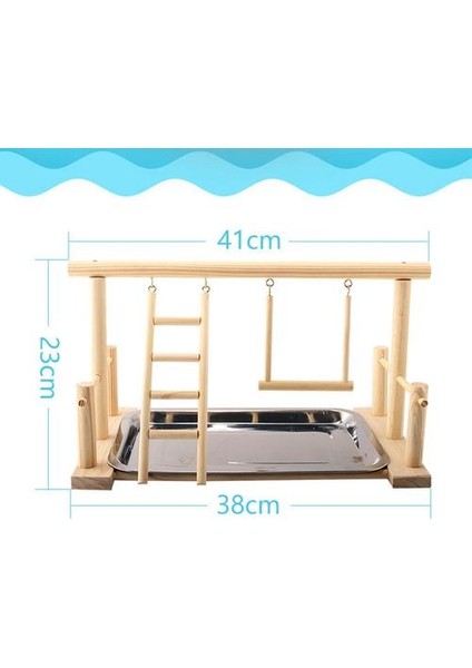 Papağan Oyun Perch Kuş Papağan Oyna Eğitim Standı Bahçesi Ahşap Levrek Playpen Egzersiz Playgym Besleyici Kupası ile | Kuş Oyuncakları (Yurt Dışından)