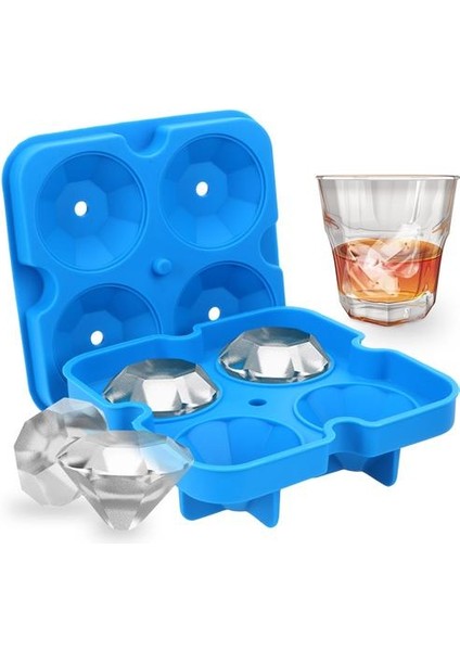 1 Adet 3D Kafatası Silikon Buz Küpü Maker Formu Için Buz Şeker Kek Pudingi Çikolata Kalıpları 4 Hücre Buz Kalıp Kare Şekil Tepsileri Kalıpları (Mavi) (Yurt Dışından)