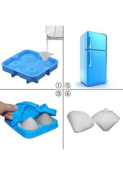 1 Adet 3D Kafatası Silikon Buz Küpü Maker Formu Için Buz Şeker Kek Pudingi Çikolata Kalıpları 4 Hücre Buz Kalıp Kare Şekil Tepsileri Kalıpları (Mavi) (Yurt Dışından)