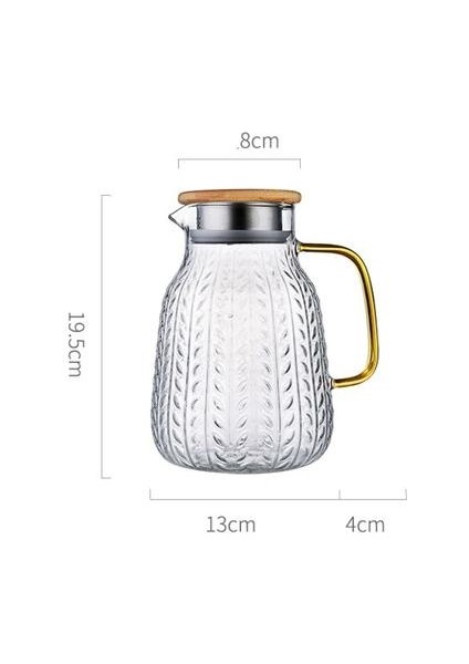 Cam Su Sürahi Yaratıcılık Cam Su Sürahisi Soğuk Su Isıtıcısı Çay Potu ile Ahşap Kapak Altın Kolu 1500 ml Ev Kullanımı | Sürahi (Yurt Dışından)