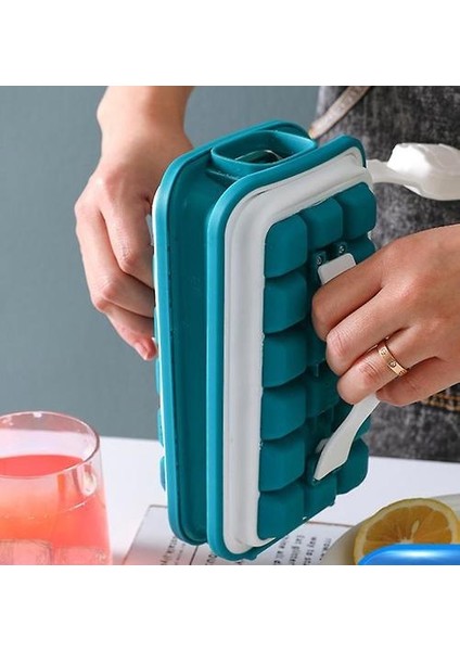 Buz Küpü Tepsiler 2 1 Içinde Taşınabilir Buz Topu Üreticisi Su Izgarası (Mavi) (Yurt Dışından)