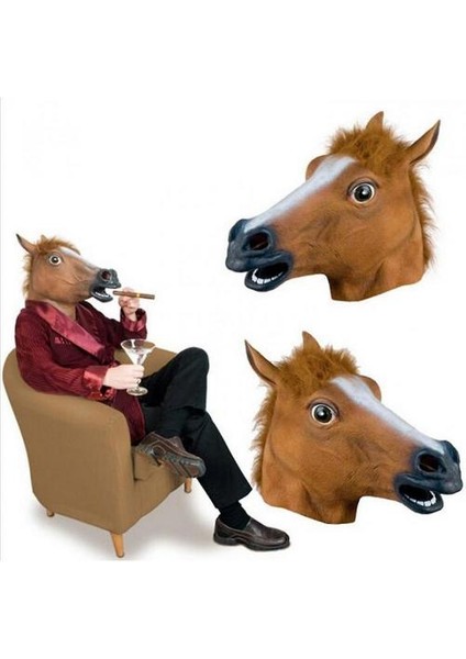 Horse Head Mask Cadılar Bayramı Kostüm Cosplay Partisi Komik Sahne (Kahverengi) (Yurt Dışından)