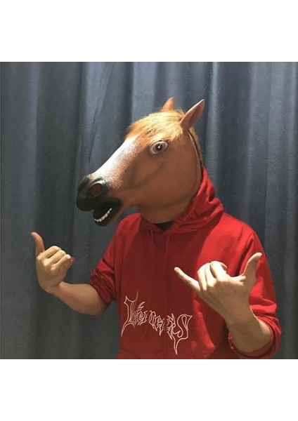 Horse Head Mask Cadılar Bayramı Kostüm Cosplay Partisi Komik Sahne (Kahverengi) (Yurt Dışından)