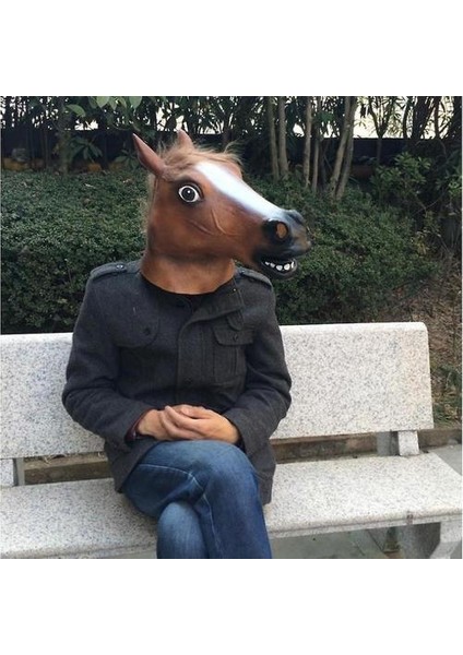 Horse Head Mask Cadılar Bayramı Kostüm Cosplay Partisi Komik Sahne (Kahverengi) (Yurt Dışından)