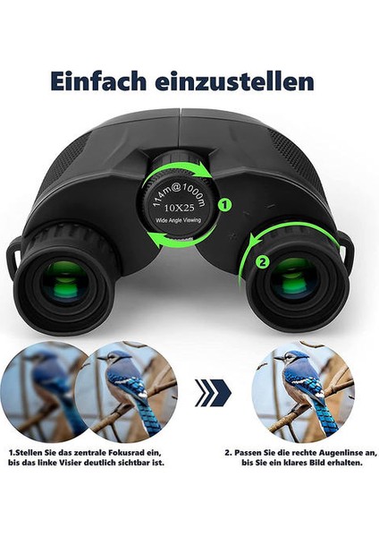 Dürbün, Gece Görüşlü 10X25 Dürbün, Çocuklar ve Yetiştiler Için Hd Su Geçirmez Dürbünler, Bak4 Prizmalar ve Fmc Yeşil Lenenli Küçük Dürbünler Seyahat Yürüyüşü Yürüyüş Gezisi, (Siyah) (Yurt Dışından) modelleri