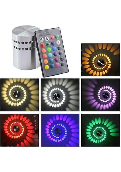 Renkli Rgb Spiral Delik Duvar Lambası Yüzey Kurulum LED Işık Armatür Aydınlatma (Yurt Dışından)